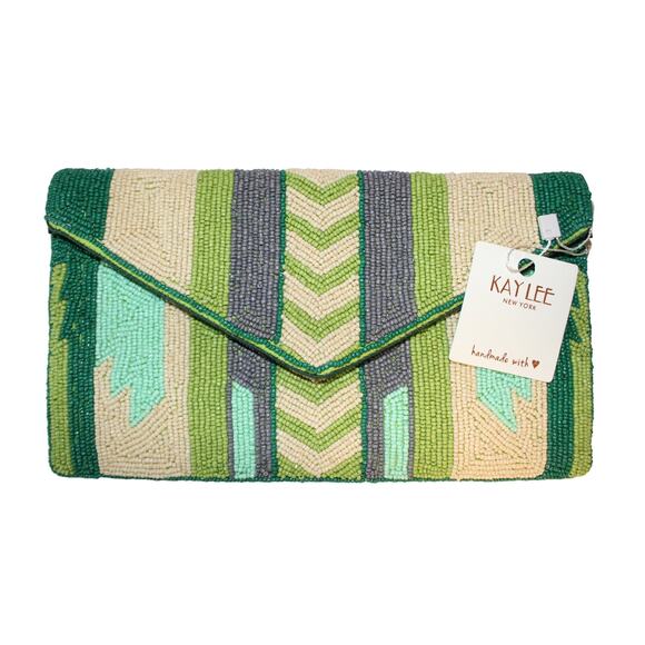 Kay Lee Handbags - KAY LEE Southwest Seed Bead Beaded Envelope Clutch Crossbody Bag #KB6